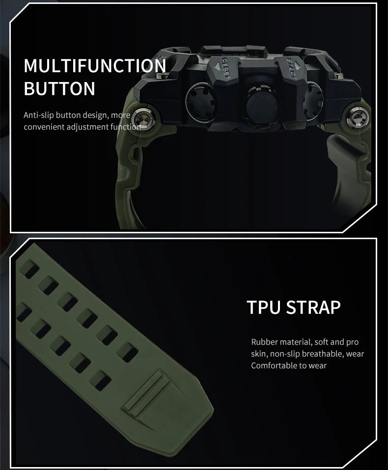 SMAEL Digital Watch LED Alarm Clock Military Watches Big Dial Digital Wristwatches 8082 Sport Watches for Men