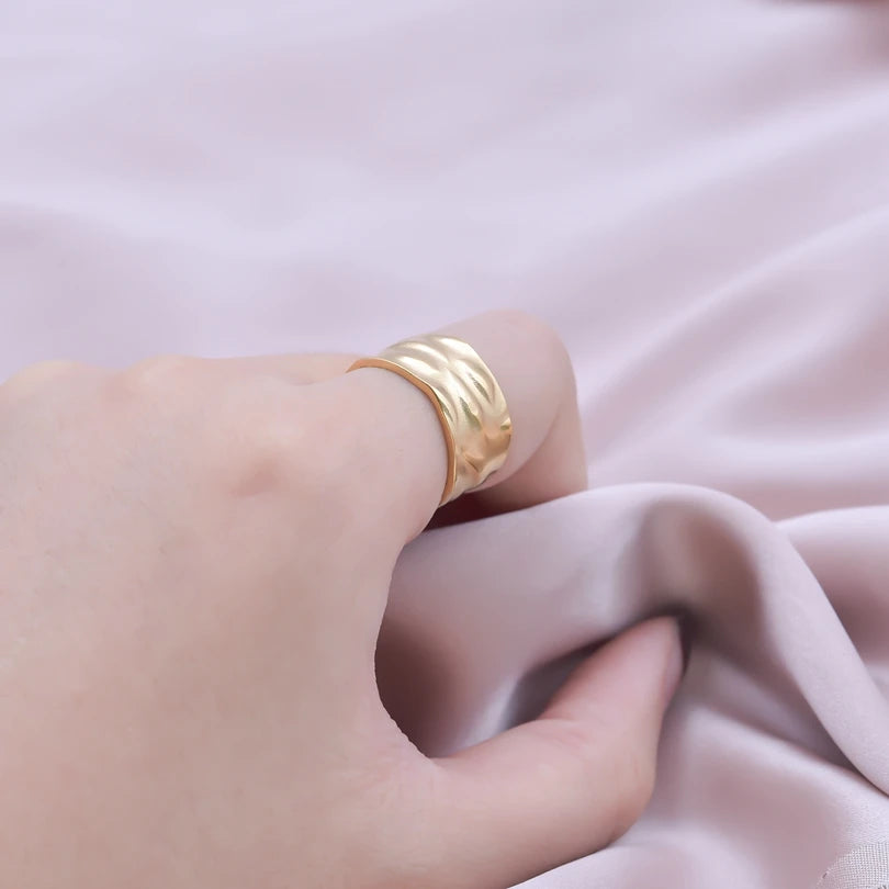 1/2/3pcs Mix Color Chunky Wide Ring Open Stainless Steel Rings For Women Men Accessories Irregular Surface Kpop Fashion Jewelry