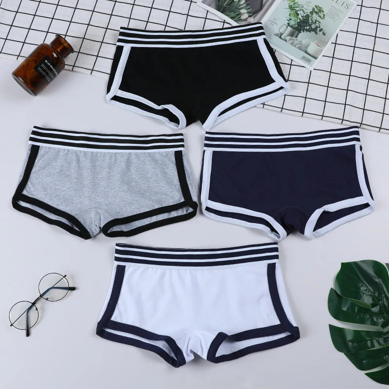 Women's Low-Waist Boxer Boyshort Panties Single Piece Comfortable Breathable Sport Underwear Ladies Intimate Lingerie Women's pa
