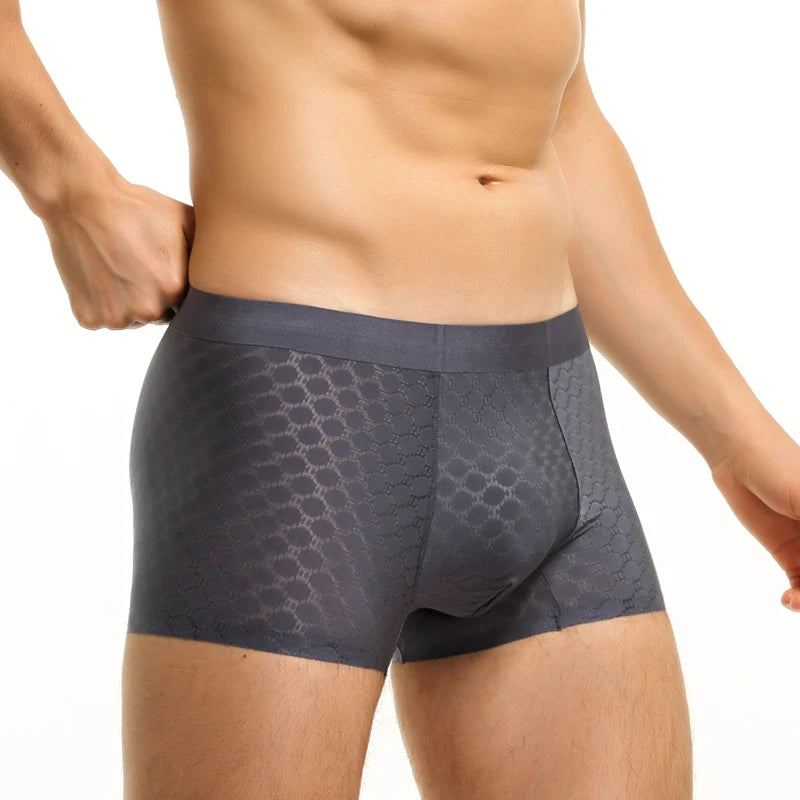 Ice Silk Underwear Men's Boxer Briefs Summer Thin Breathable Boxer Briefs Seamless Boxer Briefs Boys Shorts