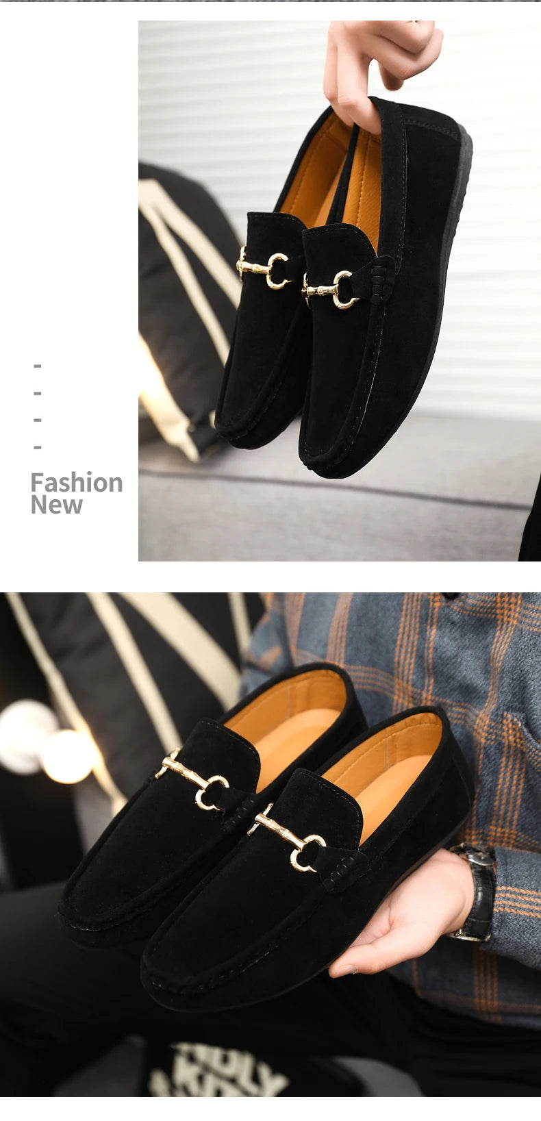 Luxury Brand Fashion Suede Men Casual Shoes Comfort Breathable Slip-on Mens Driving Shoes Men Loafers Mens Lazy Shoes Moccasins