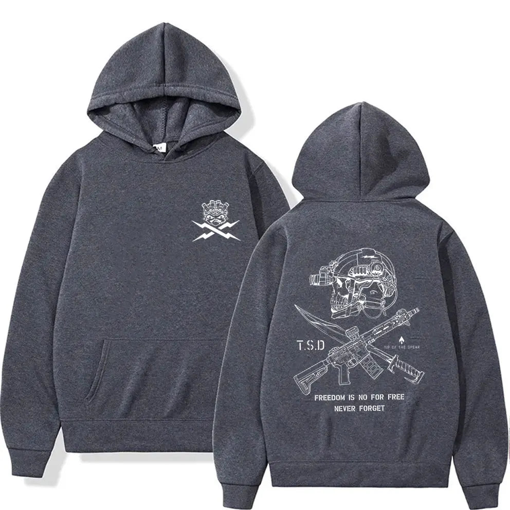 2025 Cool Sparta X-ray Tactical Skull Print Men Women Hooded Sweatshirt Autumn Winter Daily Outdoor Casual Loose Warm Sportswear BAZAARHUBO