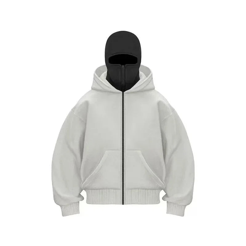 Plain Design Hooded Zip Up Sweatshirt for Men Women Autumn Winter Ins Style Couple Matching BAZAARHUBO