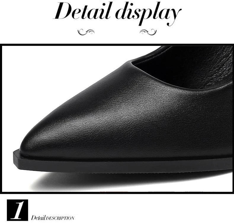 Black Women's Pumps 6-8cm Heel Soft PU Leather Non-slip Single Shoe Professional Interview High Heels Mid Heeled Work Shoes