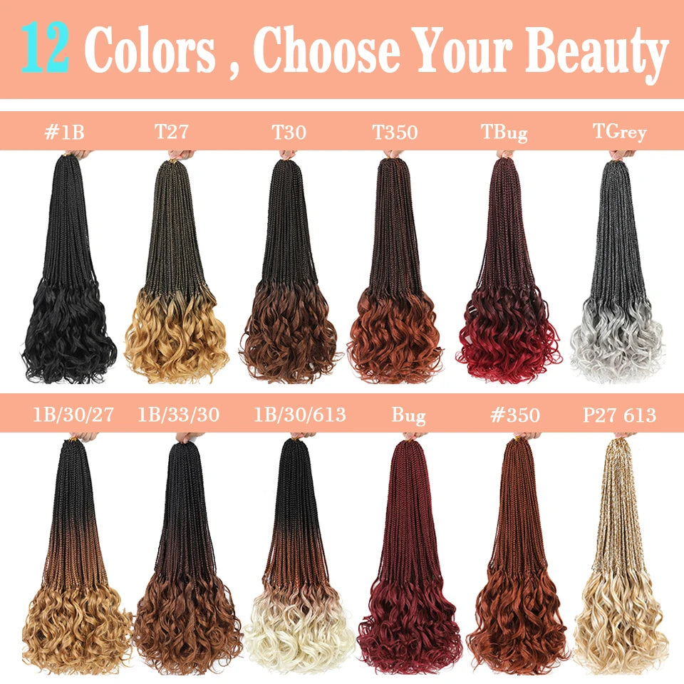 14 18 24 Inch French Curl Crochet Braids Boho Goddess French Curl Box Braids Crochet Hair Synthetic French Curly Braiding Hair