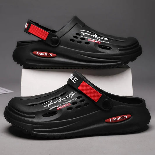 Summer Sandals for Men Massage Casual Slippers Non-Slip Slides Men's Sandals Indoor Outdoor Hole Beach Shoes Larger Size