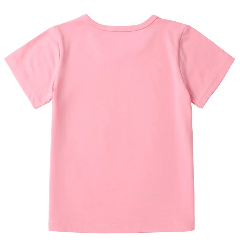 Children's Summer Casual Clothing Baby Girls Animals Printed Pink T-Shirts+Shorts Two-Piece For Kids Pajamas Set Home Wear Suits