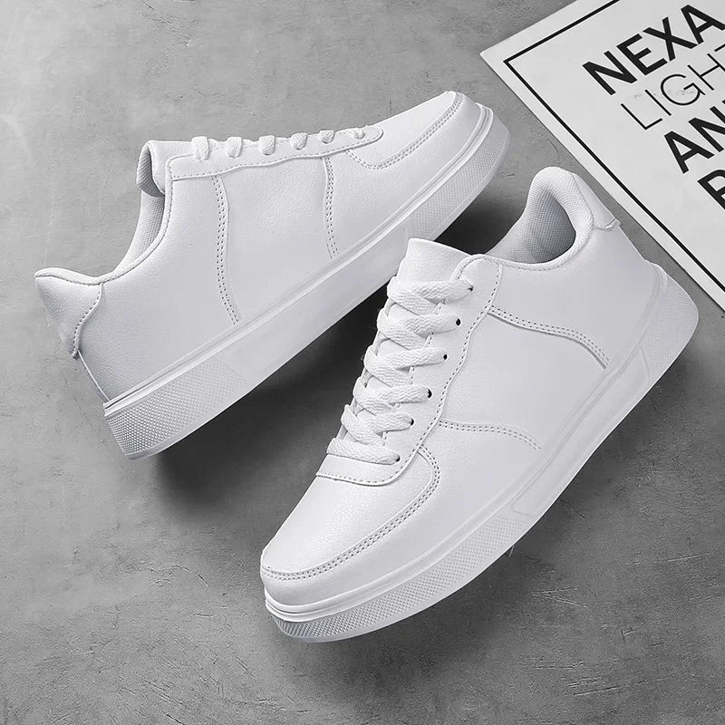 Size 50 Fashion Leather Men White Sneakers Classic Casual Shoes Outdoor Walking Shoes Couple Footwear Oversized 49 Board shoes