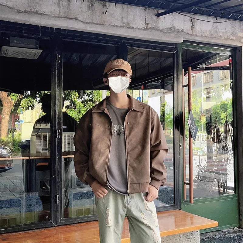 Spring Autumn New Style Simple Trendy Brand Jacket Men's Loose Casual American Retro Trendy Versatile Tops Jackets