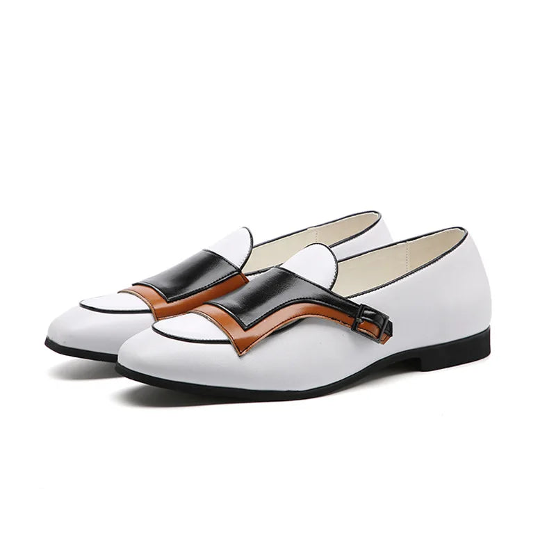 Luxury Designer New Monk Strap Blue and White Oxford Shoes For Men's Formal Wedding Prom Dress Homecoming Sapatos Tenis Masculin