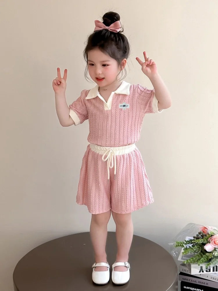 Kids Girls Short Sleeve Top+Shorts 2Pcs Clothes Set Children New Summer Casual Outfits Comforts Sportswear Suits For 2-10 Years