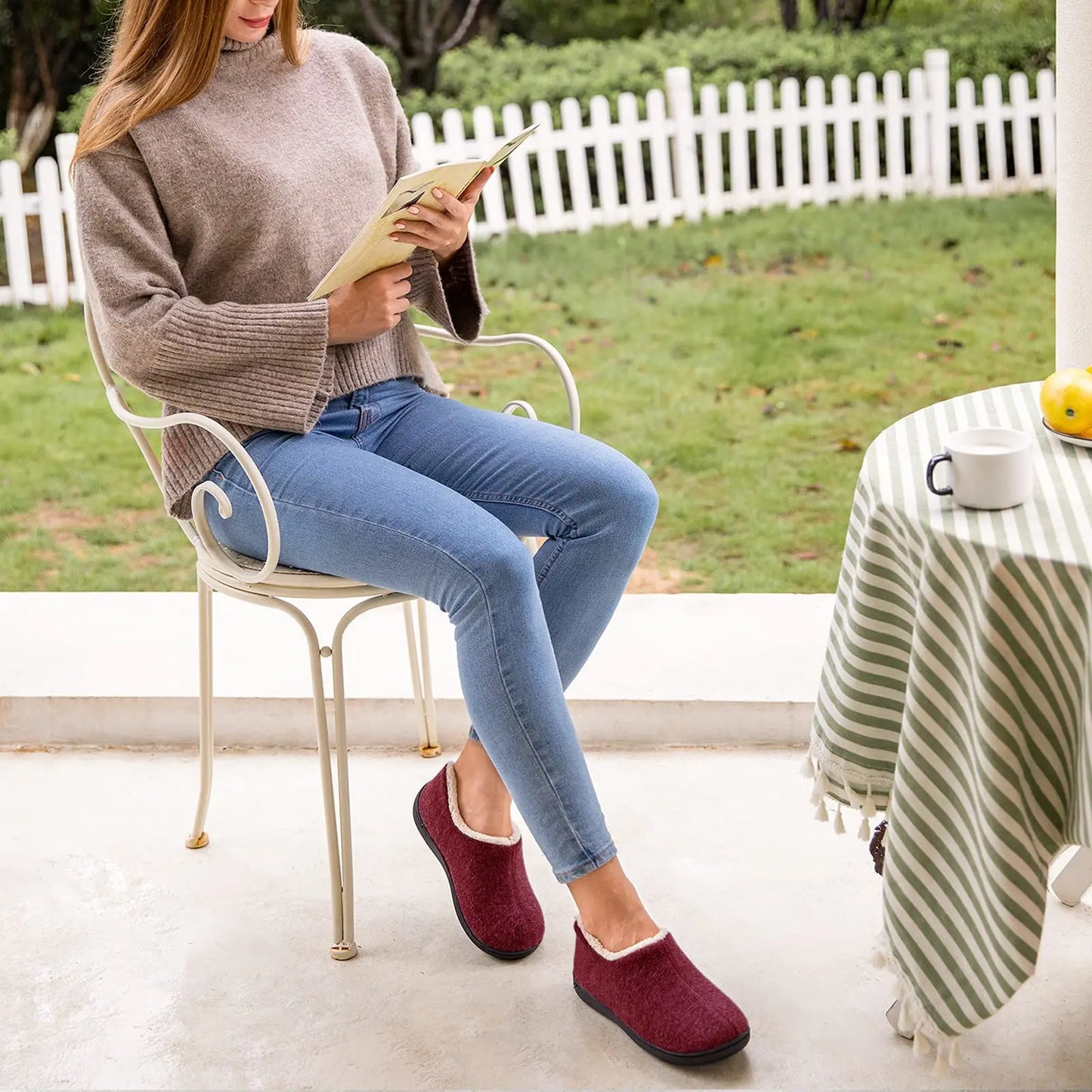 Evshine Women's Cozy Cotton Slippers Winter Warm Faux Fleece House Shoes Indoor Non-slip Memory Foam Slipper Casual Furry Slides