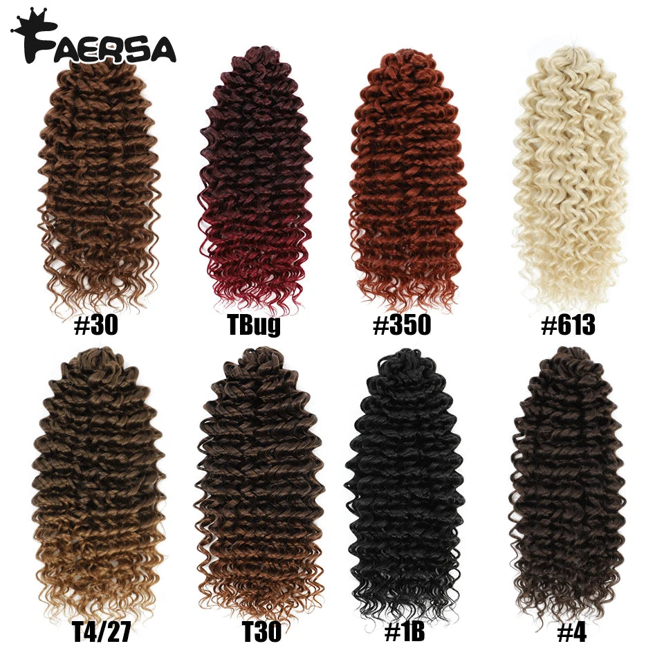 Wavy Strands Crochet Braid Hair14 18 &22inch Synthetic Ombre Wavy Curls Afro Curls Hair For Women Low Tempreture Deep Wave