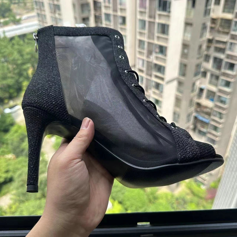 Women's Jazz Dance High Heels Shoes Black Sandals Sexy Party Stilettos Boots for Ballroom Jazz Dancing Heels Shoes Women Size 46