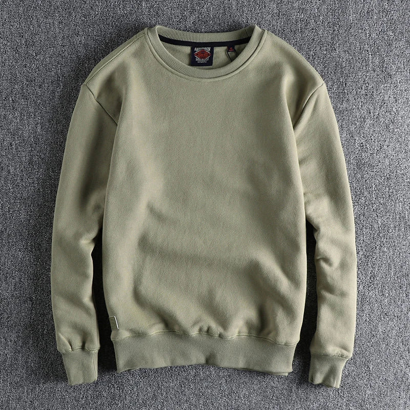 New autumn and winter cashmere padded solid color round neck sweater men Joker youth Roman fleece pullover