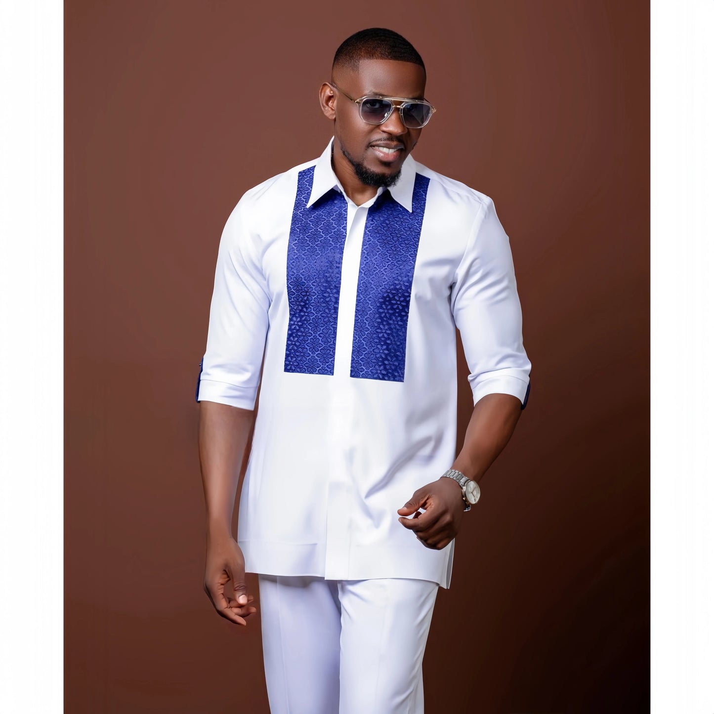 2026 New African Traditional Men's Set Casual Slim Fit Men's Suit Fashion Travel Men's Set Kaunda Style Men's Two Piece Set