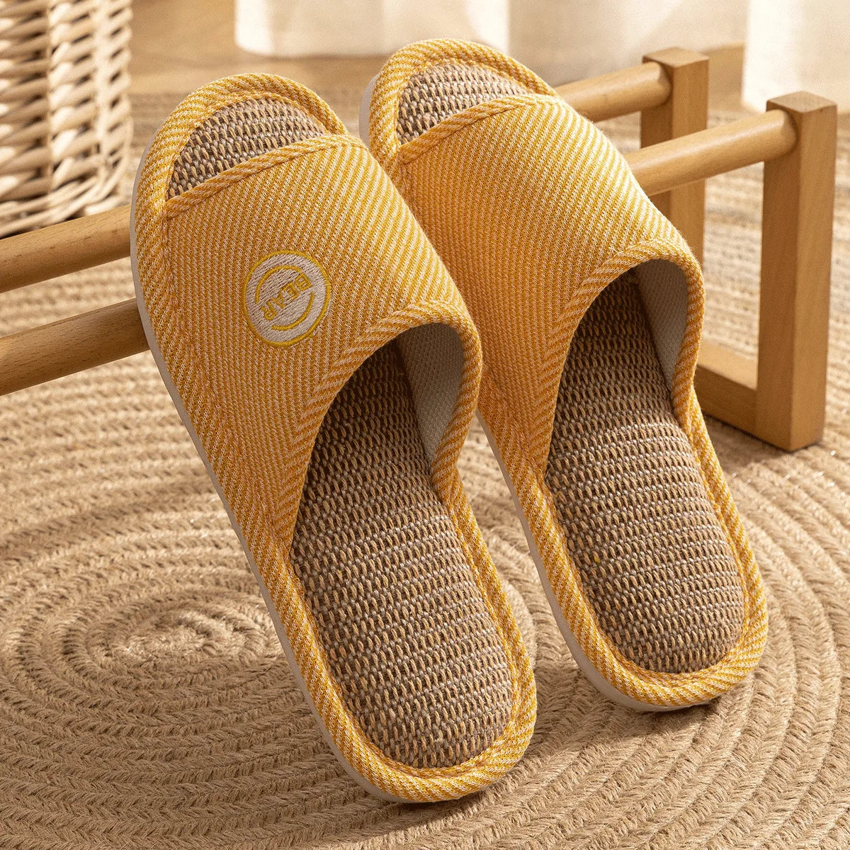 Couples Home Linen Slippers Women Indoor Soft Comfortable Bedroom Slides Men Leisure Non Slip House Shoes Platform Cotton Flats