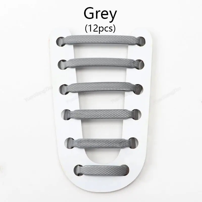 12Pcs Stretch Silicone Shoelaces No Tie Shoe laces Elastic Laces Sneakers Kids Adult Rubber Shoelace One Size Fits All Shoes