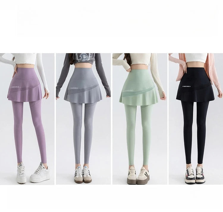 Fake Two Short Skirt Pants with Summer Pockets Crotch Half Skirt for Women High Waisted Oversized Quick Drying Sports Yoga Pants