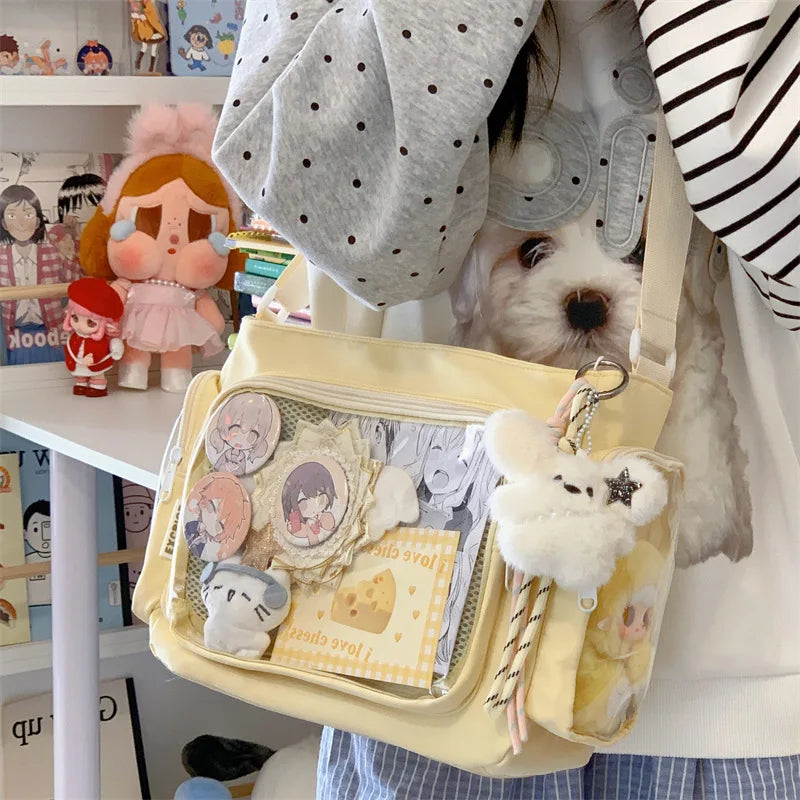 Trendy Transparent Simple Crossbody Bag for Girls Large Capacity School Shoulder Bag Comfortable and Versatile Texture Ita Bag