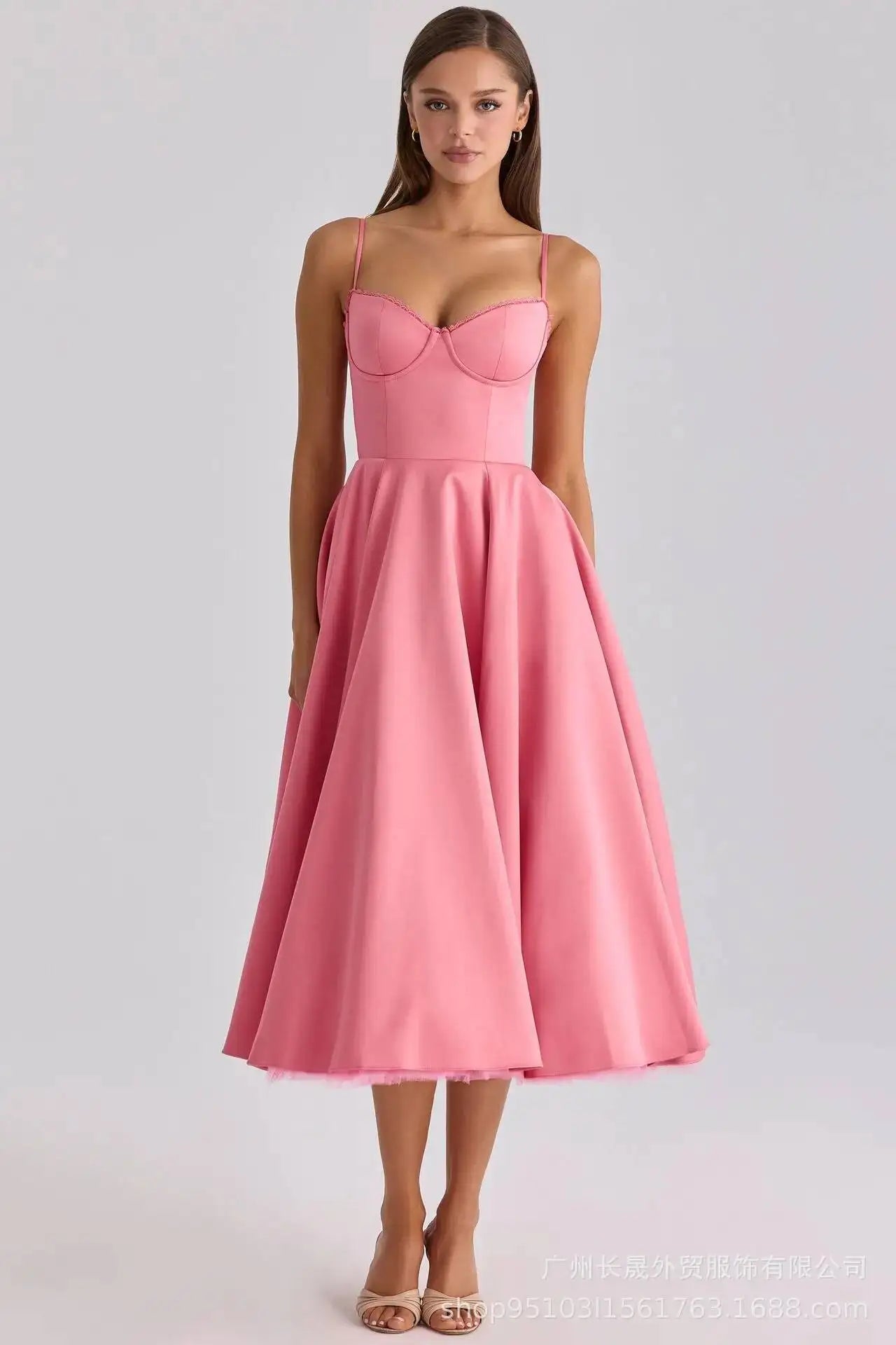 2026 Spring/summer High End Satin Strapless Heavy Industry French Waist Strap Sexy Hot Girl Medium Long Dress Women Elegant