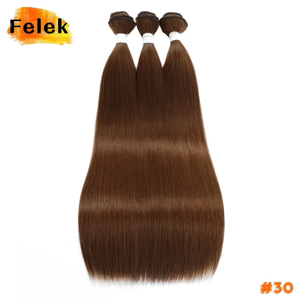 1Pc Straight Hair Bundles Synthetic Natural Hair Weaving 613 Blonde Bundles Hair Extensions Ombre Brown Red Weave Long Fake Hair