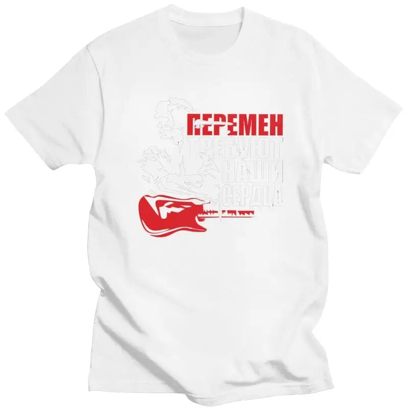 Custom Classic Viktor Tsoi Kino T Shirt Men Short Sleeve Cotton T-shirt Casual Russian Rock Band Legend Tees Streetwear Tshirt