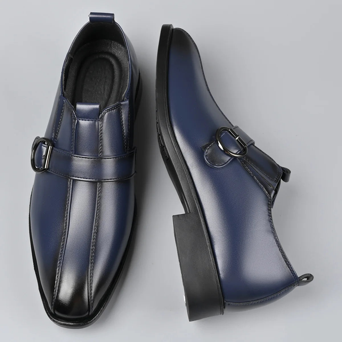 Designer Big Size 38-47 Men Dress Shoes Fashion Solid Color Wedding Shoes Male Spring Autumn Buckle Designer Man Leather Shoe
