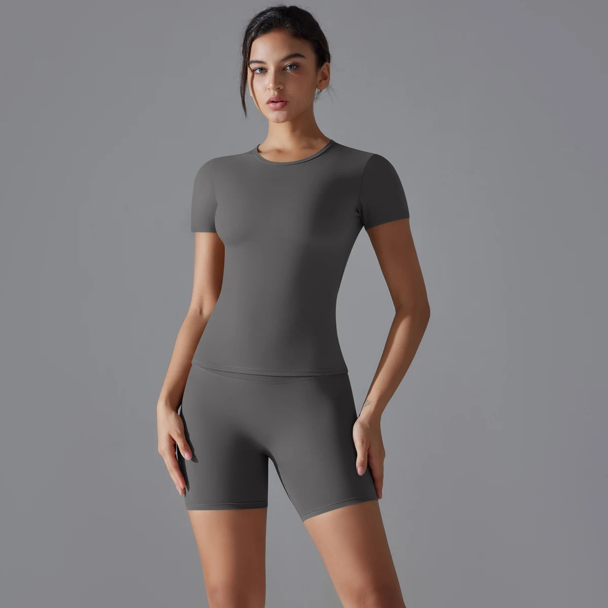 Yoga Set Women Sports Short Sleeve Top With High Waist Leggings Running Jogging Workout Workout Clothes Sports Fitness Gym Sets