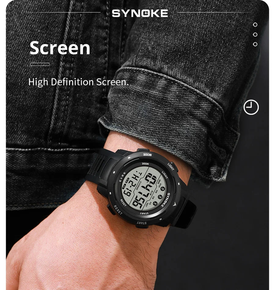 Men Digital Watch Sports Watches Timing Function Alarm Clock Waterproof 50M Digital Watch Military Clock Large Screen