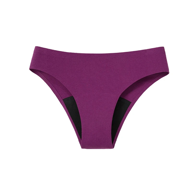 Seamless Cotton Menstrual Panties 4-Layer Leakproof Fast Absorption Teenager Macaron Period Panties Mid-Rise Incontinence Undies