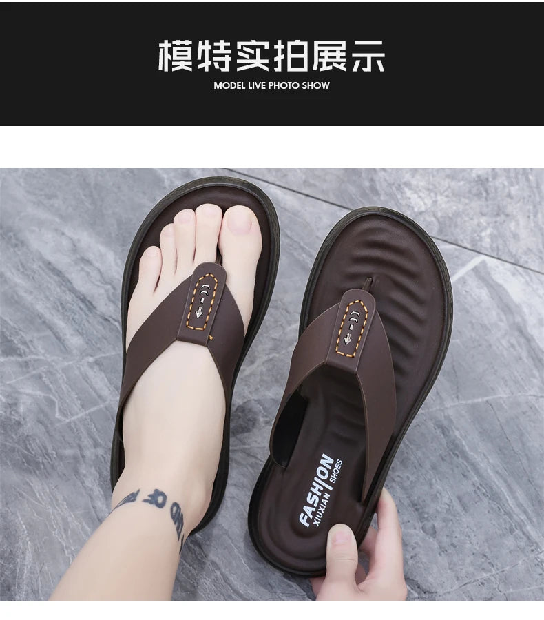 Summer men's high-quality outdoor casual slippers flip flops anti slip waterproof comfort beach shoes youth versatile sandals