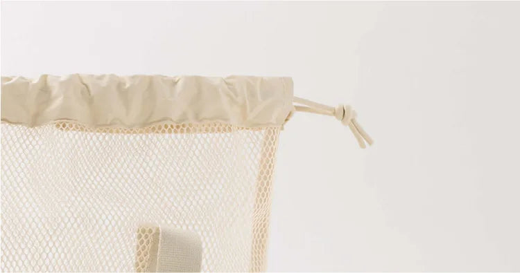 Travel Large Capacity Mesh Nylon Cosmetic Bag Organizer Foldable Casual Mesh Drawstring Bags Rope Bundle Pocket Swim Washing Bag