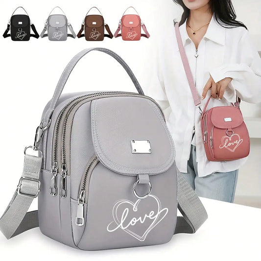 1pc Heart Love Print Shoulder Bag Women's Casual Mini Crossbody Bag Adjustable Good Capacity Small Handbag Girls Crossbody Bag