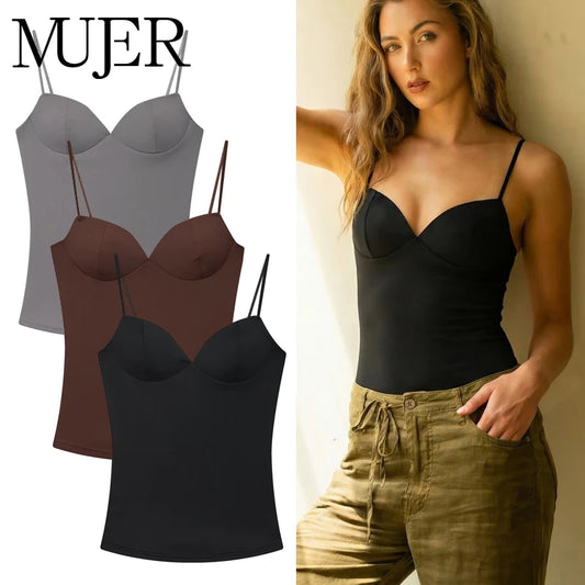 MUJER Sexy Corset Top Women Backless Bra Crop Top Woman Tanks & Camis Slip Tops for Women Sleeveless Bustier Tops Women Camisole