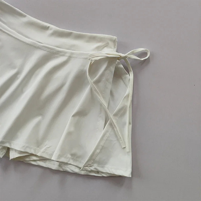 Sports Yoga Skirt Badminton Tennis Skirt Pants Half-body Quick Drying Pocket Skirt Side Split Strap Pants For Outwear