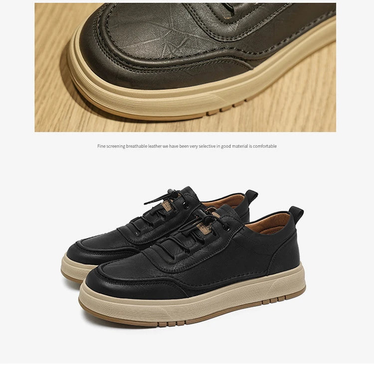Fashion Cow Leather Casual Sneakers for Men 2025 Designer Soft-sole Men's Board Shoes Spring Autumn Sports Zapatos Para Hombre