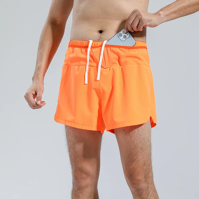 Men's Sports Shorts Quick Drying Fitness Professional Marathon Training Double-layer Three-quarters Running Shorts