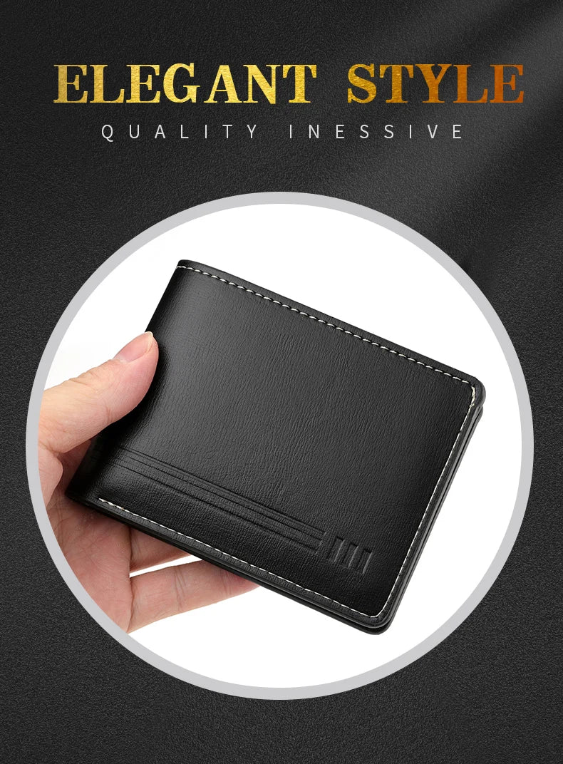 Men's Business Retro Short Wallet PU Leather Zipper Coin Purse Multi-Slot Multi-Functional Men's Wallet