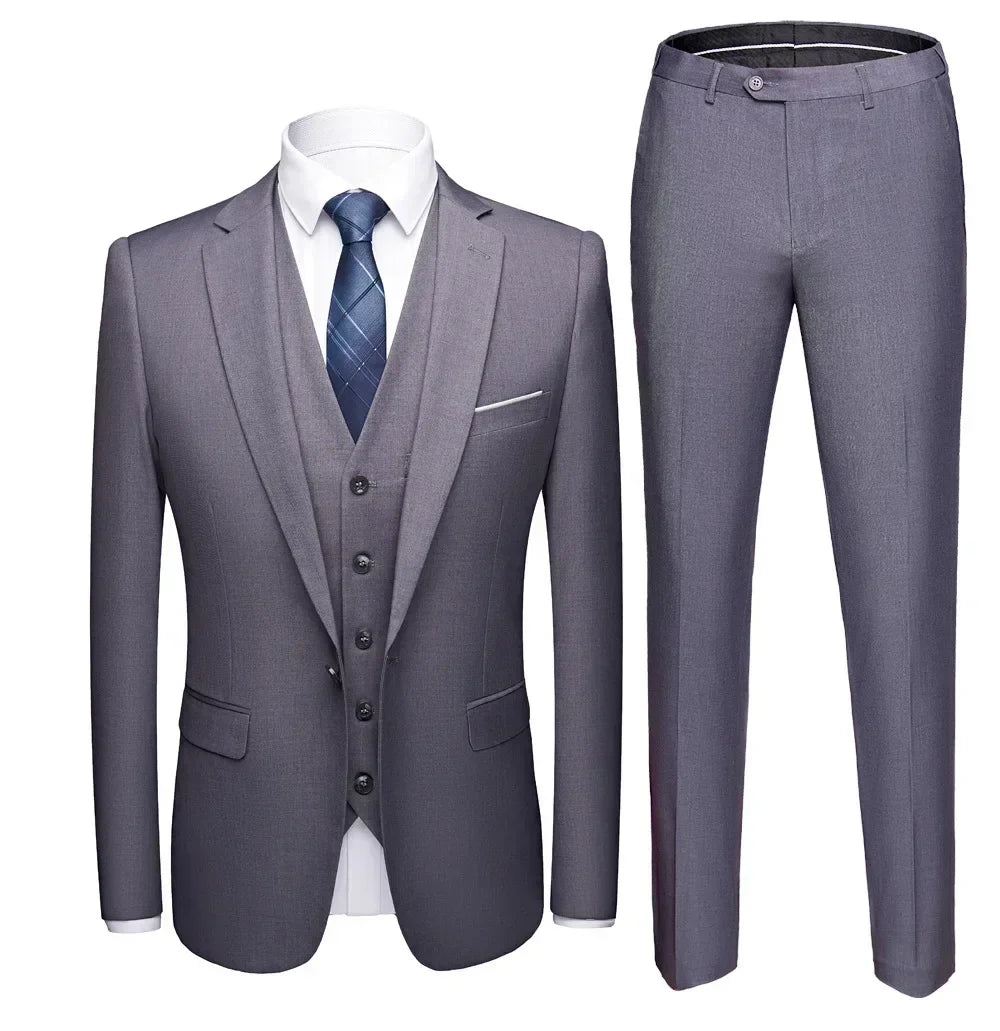 Elegant Suits For Men Wedding 3 Pieces 2 Set  Fashion Classic Full Jackets Vest Pants Blazers Outfit 2024 Formal Costume
