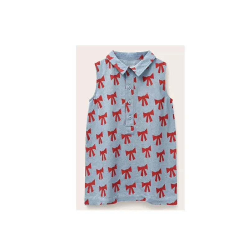 kids dress SS26 new SUMMER girls cute print Denim dresses