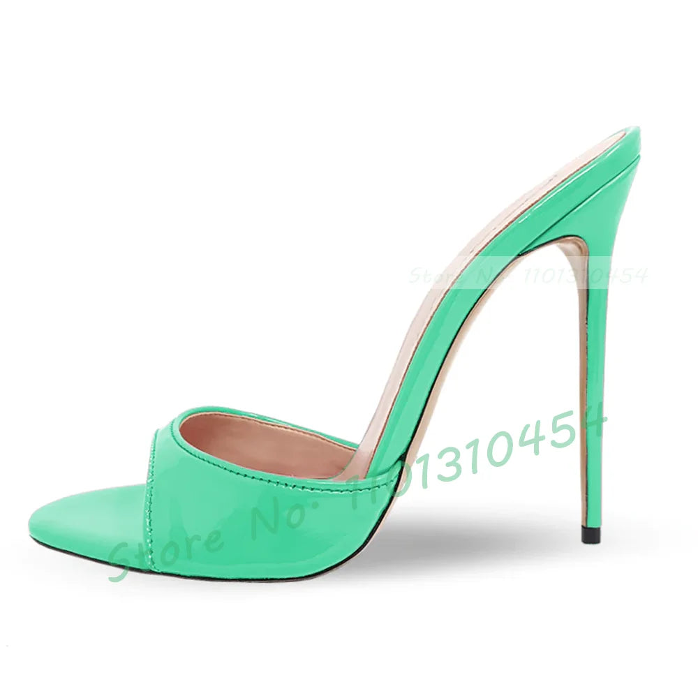 Snake Print Round Open Toe Slippers Women Casual Solid Outdoor Stiletto High Heels Shoes Female Customize Elegant Dress Slides
