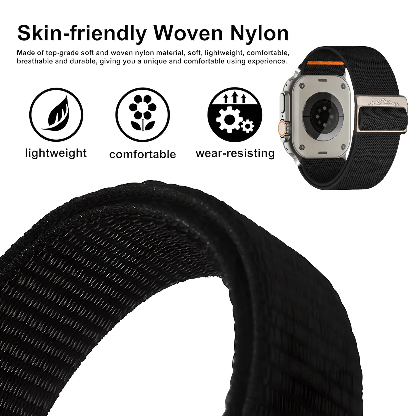 Nylon Strap for Apple Watch Ultra 2 Band 49mm 9 8 7 45mm 41mm 44mm 40mm 42mm Braided Elastic Bracelet for IWatch Series 6 SE 5 4