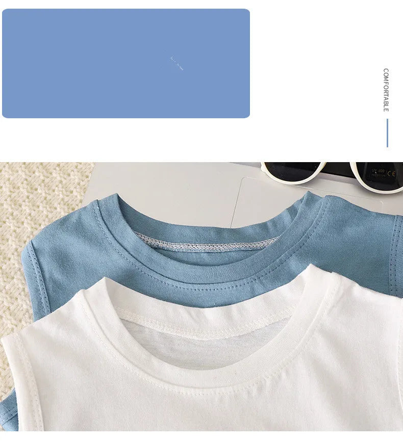 Kids Cartoon Tank Sleeveless Top Children Breathable Cotton T-shirt Vest Summer New Fashion Clothing