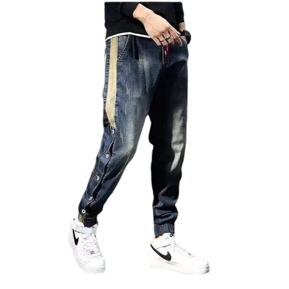 Mens Jeans Harem Pants Fashion Pockets Loose Fit Baggy Jeans Men Stretch Retro Streetwear Relaxed Trousers Y2K Ropa Hombre