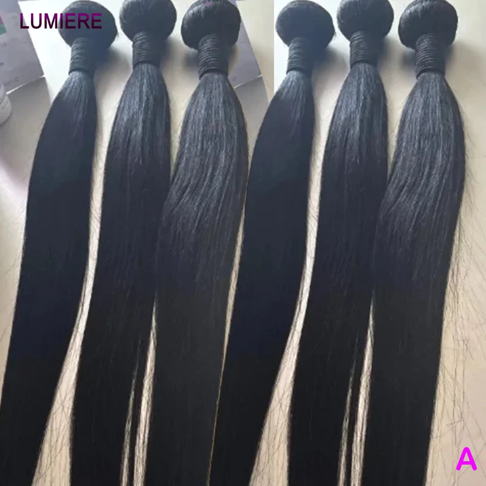 38 40 Inch Bone Straight 100% Virgin Unprocessed Human Hair Bundles Deal Raw Hair Extensions Brazilian Natural Black Wholesale