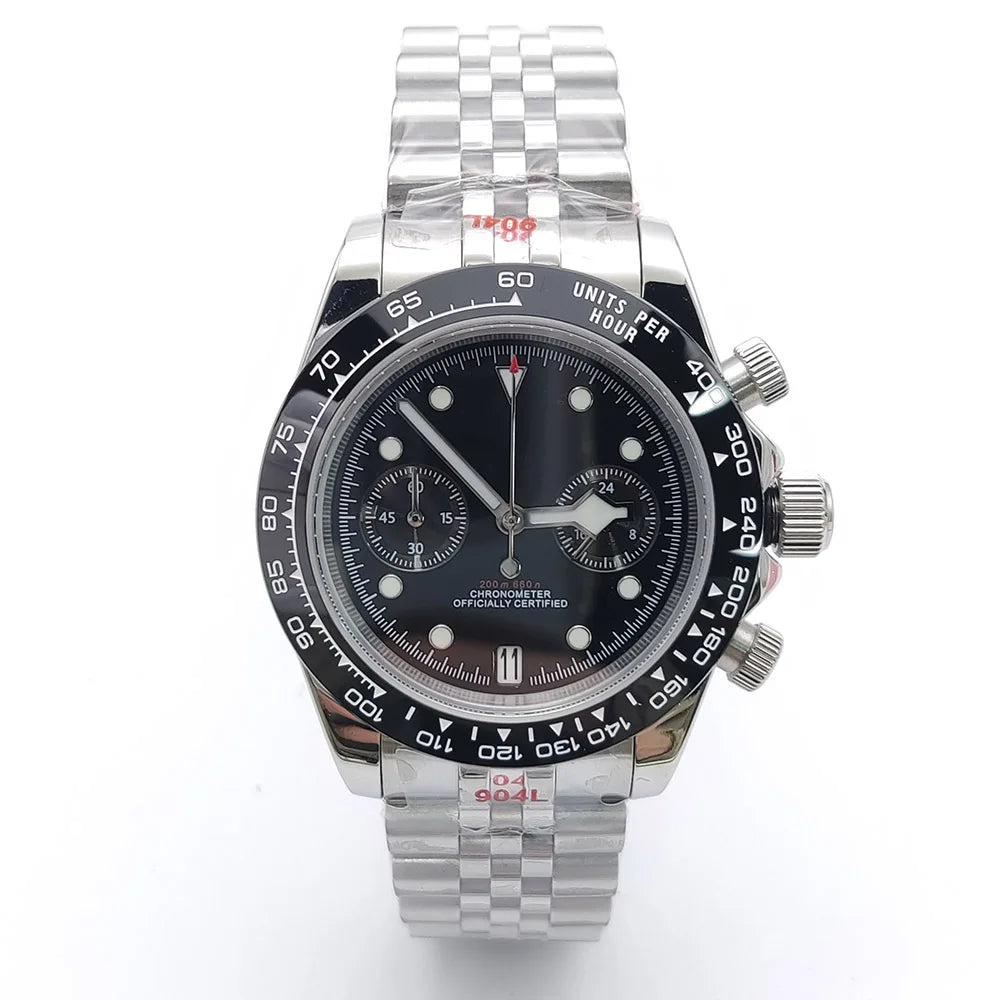 39mm VK64 Quartz Chronograph Men's Watch Sapphire Glass Waterproof Sport quartz watches Stainless Steel Strap Reloj Hombre