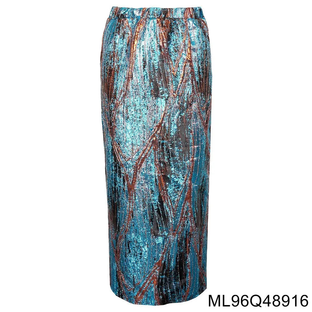 2025 New African Women's Fashion Robe and Skirt Set, Printed Plus-size Two-piece Dress ML96Q48907