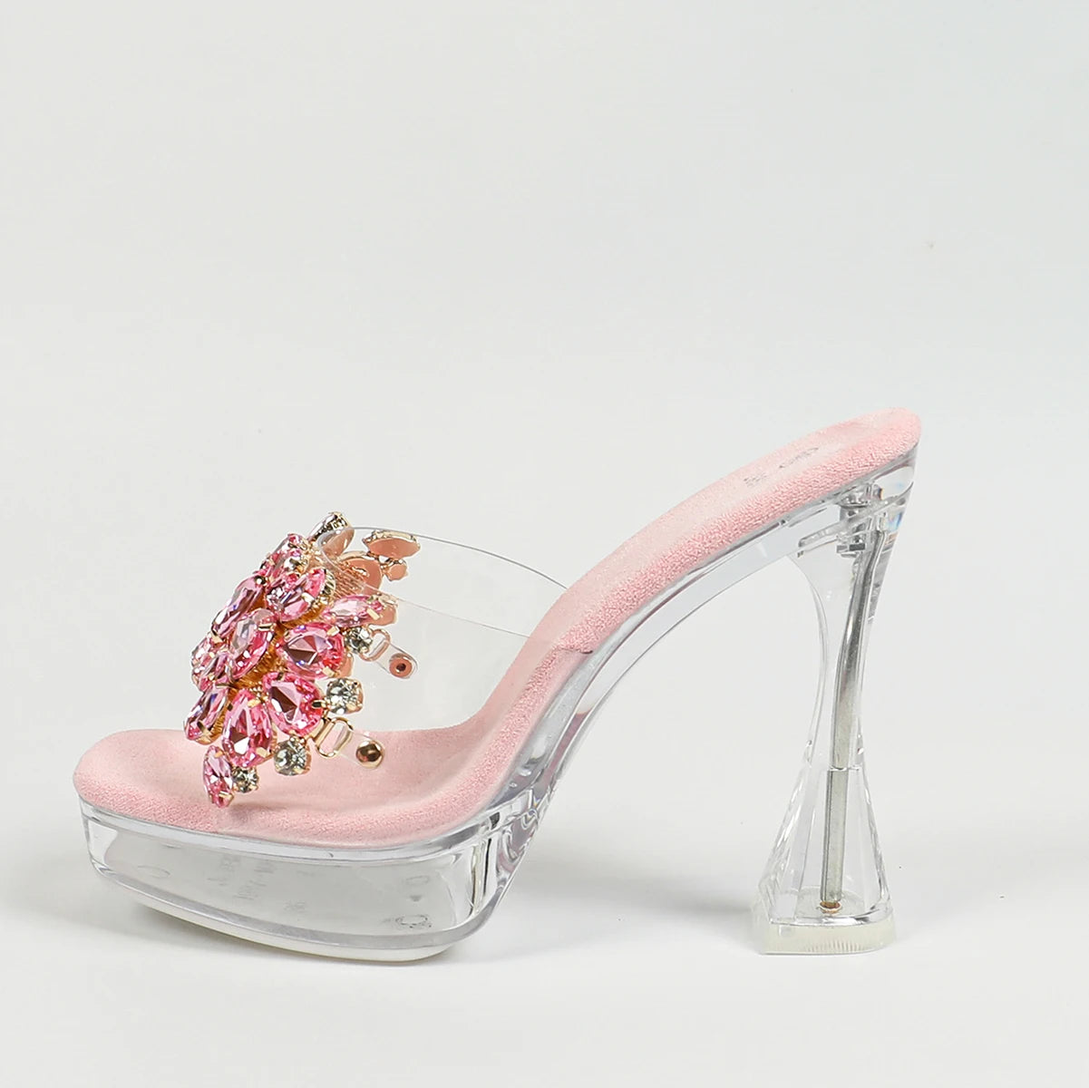 Fashion Rhinestone Slippers Women Thick Sole Platform High Heels Designer 2024 New Transparent Sandals Crystal Clear Slides Shoe