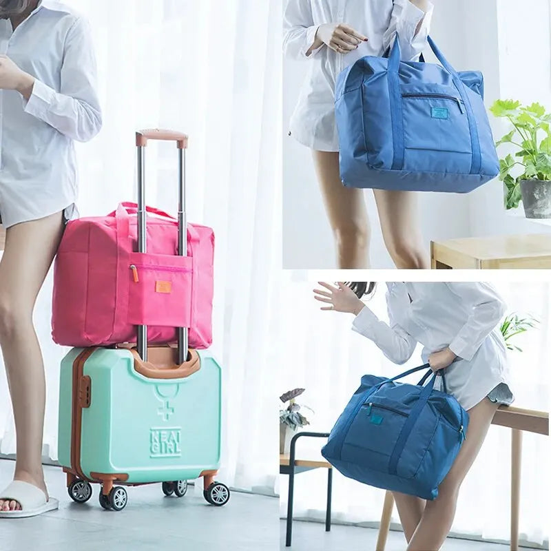 Lightweight Foldable Travel Duffel Bag Unisex Tote Carry-On Luggage for Weekenders Overnight Stays Trips Suitcase Organiser Bags